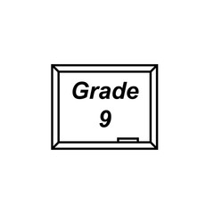 School desk grade 9 line icon. Clipart image isolated on white background