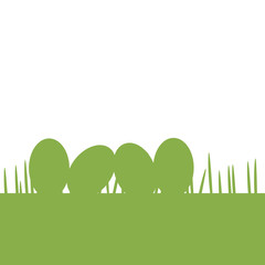 Easter background with eggs on green grass vector illustration