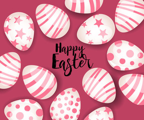 Vector illustration Happy Easter background. Top view of easter eggs. Greeting cards and decoration for Easter