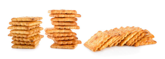 stack of butter biscuits on white