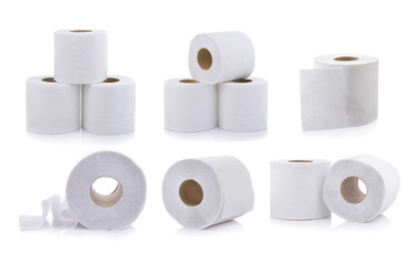 set of toilet paper on white