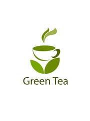 Cup of green tea logo on a white background