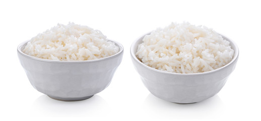  jasmine Rice in a bowl on white background
