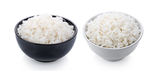 Rice cooker in a bowl on white