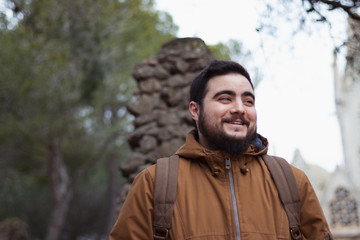 portrait of  man laughing doing hiking 