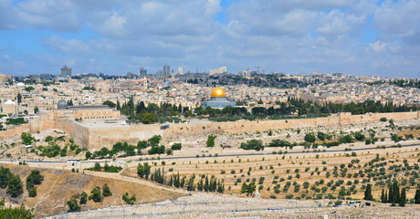 Fototapeta premium Vue Panoramique Jérusalem Mont des Oliviers Israël