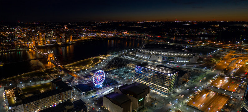 Cincinnati Ohio Night Aerial Photo