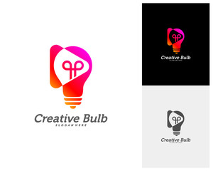 Bulb Creative with Play icon logo concepts, abstract colorful icons, elements and symbols, template - Vector