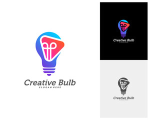 Bulb Creative with Play icon logo concepts, abstract colorful icons, elements and symbols, template - Vector
