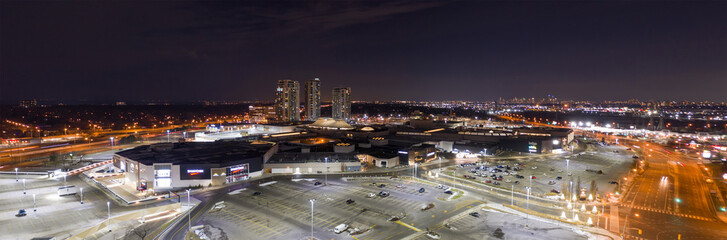 Night aerial panorama CF Sherway Gardens