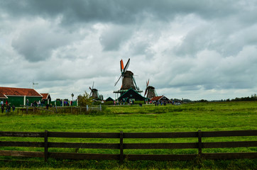 Zaanse Schans, Holland, August 2019. North-east of Amsterdam is a small community located on the...