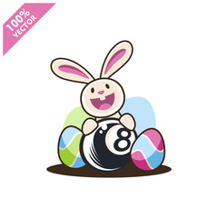 Billiard 8 ball with easter rabbit vector illustration