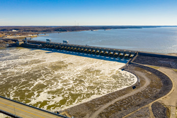 Aerial photo Kentucky hydroelectric Dam over Tennessee River USA