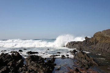 Fototapeta premium Lanzarote. High waves splashing the coast