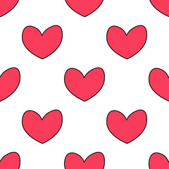 Red hearts seamless repeat pattern.Valentine's day seamless repeat pattern.