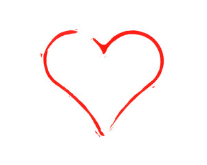 Rotes mit einem Pinsel gemaltes Herz