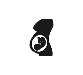 Woman Pregnant, silhouette icon. Vector illustration. Flat.