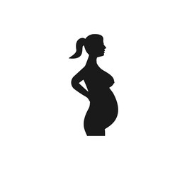 Woman Pregnant, silhouette icon. Vector illustration. Flat.
