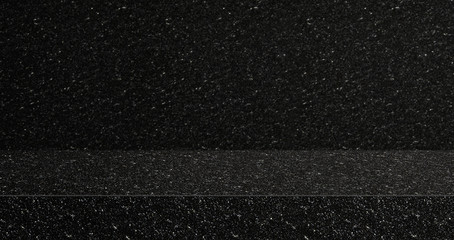 black glitter texture table product display background.3d perspective studio photography...