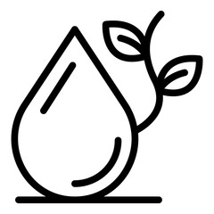 Drop and twig icon. Outline drop and twig vector icon for web design isolated on white background