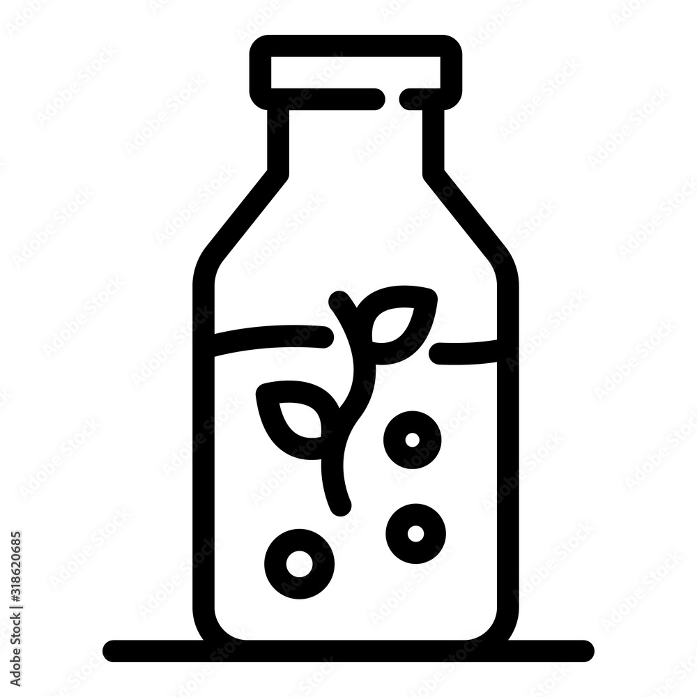 Poster bottle with a sprig icon. outline bottle with a sprig vector icon for web design isolated on white b