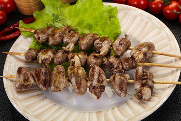 Chicken hearts skewer