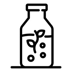 Bottle with a sprig icon. Outline bottle with a sprig vector icon for web design isolated on white background