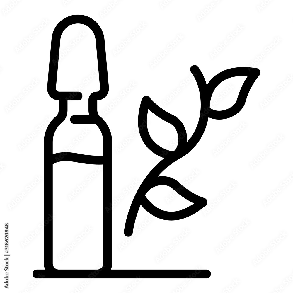 Poster ampoule and twig icon. outline ampoule and twig vector icon for web design isolated on white backgro