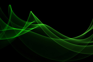 abstract Eco fresh green smoke flame helix isolated on black background. Spring healthy illustration overlay