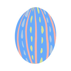 Easter egg with a pattern on isolated white background. Delicate, cute color palette. Happy easter. Greeting card design element and more. Digital hand drawing illustration. Stock vector illustration