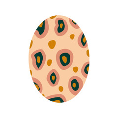 Easter egg with a pattern on isolated white background. Delicate, cute color palette. Happy easter. Greeting card design element and more. Digital hand drawing illustration. Stock vector illustration