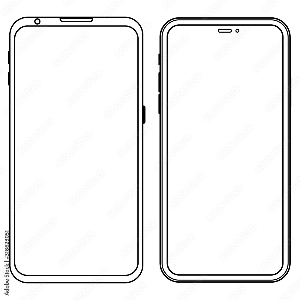 Poster smartphone outline vector icon of mobile smart phone screen or modern android cellphone