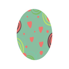 Easter egg with a pattern on isolated white background. Delicate, cute color palette. Happy easter. Greeting card design element and more. Digital hand drawing illustration. Stock vector illustration