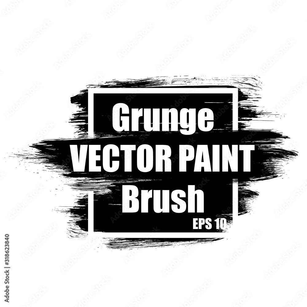 Aufkleber grunge brush paint ink stroke with square frame background. grunge backgrounds set. brush black pain