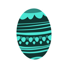 Easter egg with a pattern on isolated white background. Delicate, cute color palette. Happy easter. Greeting card design element and more. Digital hand drawing illustration. Stock vector illustration