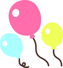 Flat colored colorful balloons floating
