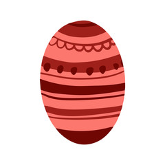 Easter egg with a pattern on isolated white background. Delicate, cute color palette. Happy easter. Greeting card design element and more. Digital hand drawing illustration. Stock vector illustration