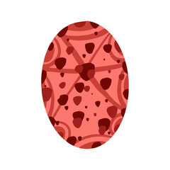 Easter egg with a pattern on isolated white background. Delicate, cute color palette. Happy easter. Greeting card design element and more. Digital hand drawing illustration. Stock vector illustration