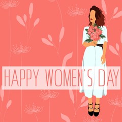 Obraz na płótnie Canvas Happy Mothers Day. International Women's Day. Illustration with women and flowers. Design element for card, poster, banner, and other use.