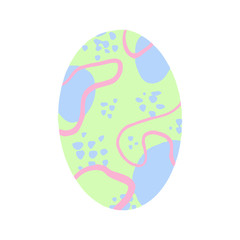 Easter egg with a pattern on isolated white background. Delicate, cute color palette. Happy easter. Greeting card design element and more. Digital hand drawing illustration. Stock vector illustration