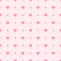 Heart pattern with diamonds. Seamless vector background