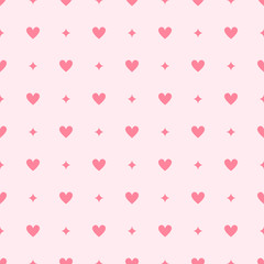 Heart pattern with diamonds. Seamless vector background