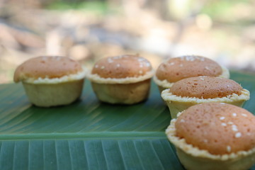 Cupcakes on the leaf banana
