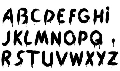Graffiti splash vector alphabet, font, grunge text. Abc spray effect illustration