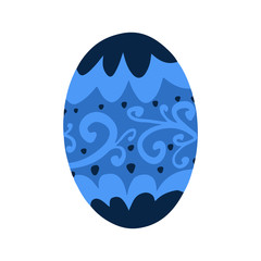 Easter egg with a pattern on isolated white background. Delicate, cute color palette. Happy easter. Greeting card design element and more. Digital hand drawing illustration. Stock vector illustration