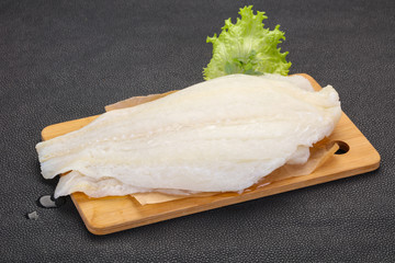 Raw halibut fillet