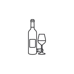 Wine bottle and glass vector icon