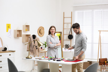 Fototapeta premium Fashion designers creating new clothes in studio