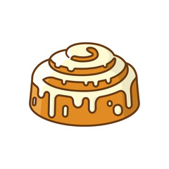 Sticky bun isolated vector illustration