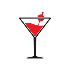 cocktail alcohol drink icon on white background, vector
